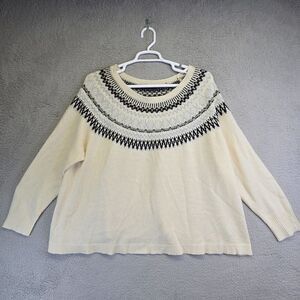 Romans Fair Isle Sweater Women's Plus Size 26/28 Cream Pullover‎ Relaxed Nordic